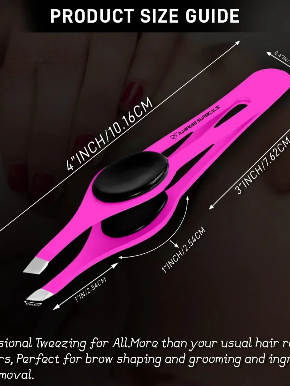 Professional Eyebrow Tweezers Slanted Tip Stainless Steel 2,3xPcs Set, Non-Slip